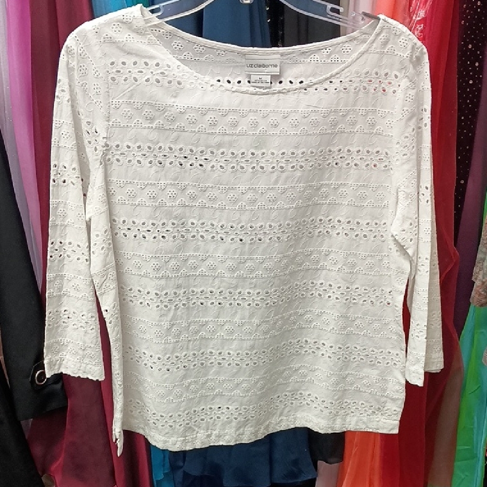 Liz Claiborne Cream Eyelet Blouse